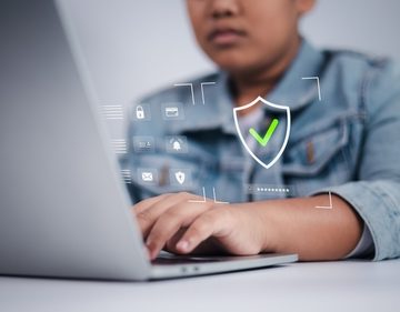 Cyber,Security,Concept,Showing,Asian,Boy,Using,Laptop,With,Digital