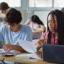 Focused,Students,Taking,Exam,Inside,High,School,College,Classroom