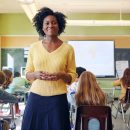 Portrait,,Teacher,And,Black,Woman,With,Students,Learning,In,Classroom.