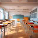 A,Softly,Focused,Image,Of,A,Classroom,Filled,With,Orange