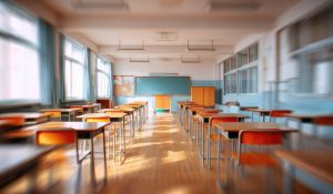 A,Softly,Focused,Image,Of,A,Classroom,Filled,With,Orange