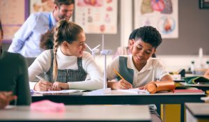 Secondary,Or,High,School,Students,Studying,Wind,Turbines,In,Science