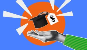 Concept,Of,Financial,Literacy,And,Education.,Human,Hand,And,Graduation