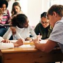 Pupil,,Teen,Group,And,Project,At,High,School,For,Teamwork,