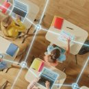 Top,Down,View:,Children,In,A,School,Use,Tablets,And