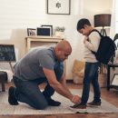 Father,,Boy,And,Tie,Lace,In,Home,With,Morning,Routine,