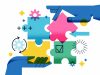 Business,Teamwork,Vector,Illustration.,Hands,Assembling,Colorful,Puzzle,Pieces,With