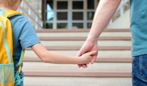 Little,Schoolboy,With,His,Father,Goes,To,School,After,Summer