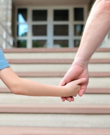 Little,Schoolboy,With,His,Father,Goes,To,School,After,Summer