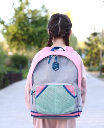 Girl,With,Stylish,Backpack,Outdoors,,Back,View