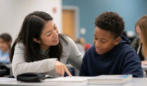 Indoor,Photo,Of,Candid,Close-up,Of,An,Educator,Helping,Or