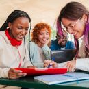 Excited,Diverse,Students,Engaged,In,Collaborative,Learning,While,Studying,Together