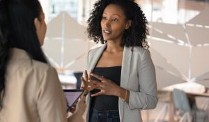 Mentorship,And,Professional,Guidance.,Confident,Businesswoman,Meet,Female,Colleague,In